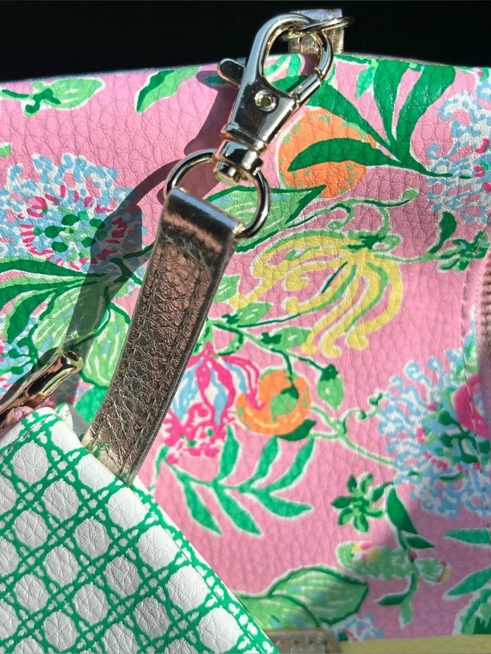 Lilly Pulitzer Pink Floral Laptop Sleeve with Green Accents